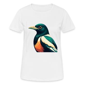 Elster Cartoon Figur Buntes Haustier Tier - Frauen T-Shirt atmungsaktiv - Weiß - Vorne - AI Model Female 172 dark (172cm)
