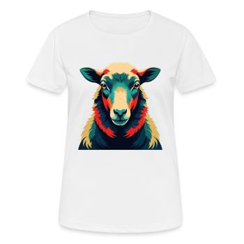 Schaf Cartoon Figur Buntes Haustier Tier - Frauen T-Shirt atmungsaktiv - Weiß - Vorne - AI Model Female 172 dark (172cm)