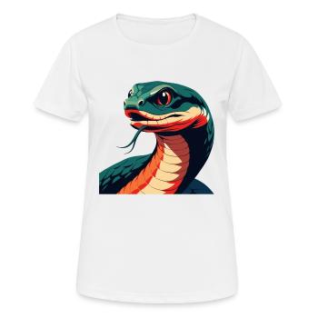 Schlange Cartoon Figur Buntes Haustier Tier - Frauen T-Shirt atmungsaktiv - Weiß - Vorne - AI Model Female 172 dark (172cm)