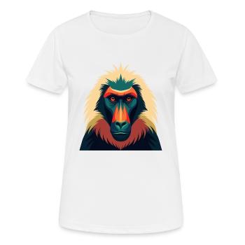 Pavian Zeichentrickfigur Buntes Haustier Tier - Frauen T-Shirt atmungsaktiv - Weiß - Vorne - AI Model Female 172 dark (172cm)