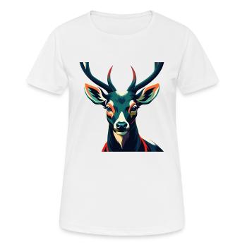 Hirsch Zeichentrickfigur Buntes Haustier Tier - Frauen T-Shirt atmungsaktiv - Weiß - Vorne - AI Model Female 172 dark (172cm)
