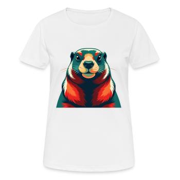 Murmeltier Zeichentrickfigur Buntes Haustier Tier - Frauen T-Shirt atmungsaktiv - Weiß - Vorne - AI Model Female 172 dark (172cm)