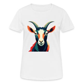Goat Cartoon Character Colorful Pet Animal - Women's Breathable T-Shirt - white - Front - AI Model Female 172 dark (172cm)