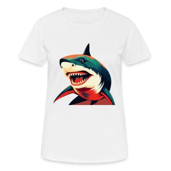 Requin Dessin Animé Personnage Animal De Compagnie Coloré - T-shirt respirant Femme - blanc - Devant - AI Model Female 172 dark (172cm)
