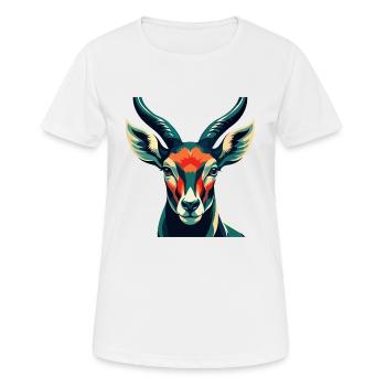 Antilope Zeichentrickfigur Buntes Haustier Tier - Frauen T-Shirt atmungsaktiv - Weiß - Vorne - AI Model Female 172 dark (172cm)