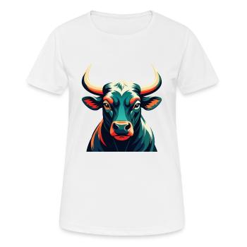 Bull Cartoon Character Colorful Pet Animal - Women's Breathable T-Shirt - white - Front - AI Model Female 172 dark (172cm)