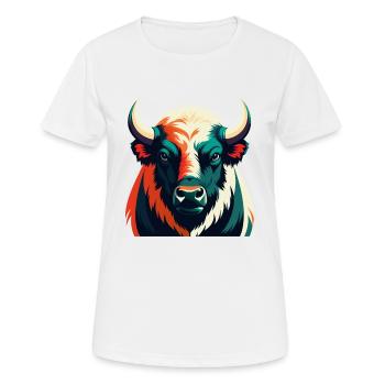 Buffalo Cartoon Character Colorful Pet Animal - Women's Breathable T-Shirt - white - Front - AI Model Female 172 dark (172cm)