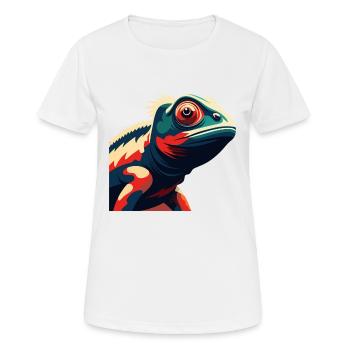 Chameleon Cartoon Character Colorful Pet Animal - Women's Breathable T-Shirt - white - Front - AI Model Female 172 dark (172cm)
