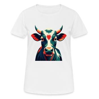 Kuh Cartoon Figur Buntes Haustier Tier - Frauen T-Shirt atmungsaktiv - Weiß - Vorne - AI Model Female 172 dark (172cm)