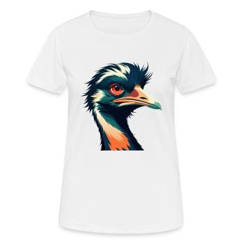 Emu Zeichentrickfigur Buntes Haustier Tier - Frauen T-Shirt atmungsaktiv - Weiß - Vorne - AI Model Female 172 dark (172cm)