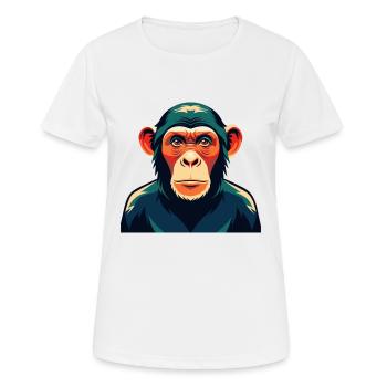 Schimpanse Zeichentrickfigur Buntes Haustier Tier - Frauen T-Shirt atmungsaktiv - Weiß - Vorne - AI Model Female 172 dark (172cm)