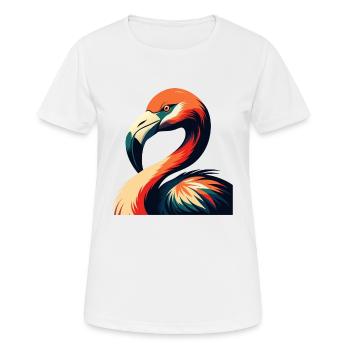 Flamingo Cartoon Character Colorful Pet Animal - Women's Breathable T-Shirt - white - Front - AI Model Female 172 dark (172cm)