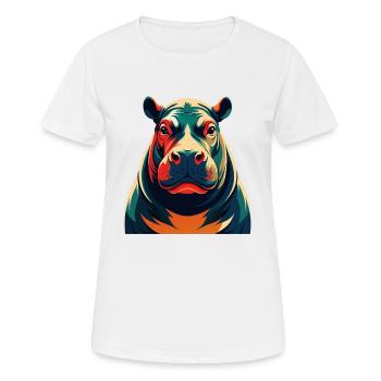 Hippo Cartoon Character Colorful Pet Animal - Women's Breathable T-Shirt - white - Front - AI Model Female 172 dark (172cm)
