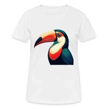 Tukan Zeichentrickfigur Buntes Haustier Tier - Frauen T-Shirt atmungsaktiv - Weiß - Vorne - AI Model Female 172 dark (172cm)