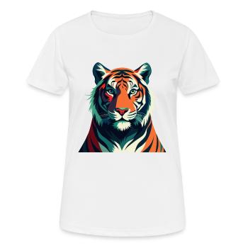 Tiger Cartoon Character Colorful Pet Animal - Women's Breathable T-Shirt - white - Front - AI Model Female 172 dark (172cm)