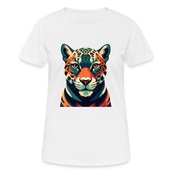 Leopard Cartoon Character Colorful Pet Animal - Women's Breathable T-Shirt - white - Front - AI Model Female 172 dark (172cm)
