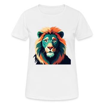 Löwe Zeichentrickfigur Buntes Haustier Tier - Frauen T-Shirt atmungsaktiv - Weiß - Vorne - AI Model Female 172 dark (172cm)