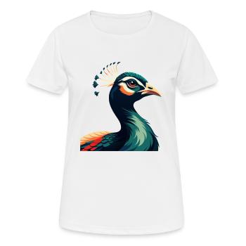 Pfau Cartoon Figur Buntes Haustier Tier - Frauen T-Shirt atmungsaktiv - Weiß - Vorne - AI Model Female 172 dark (172cm)