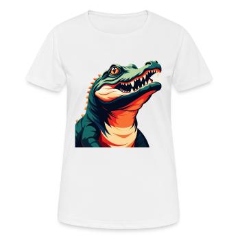 Crocodile Dessin Animé Personnage Animal De Compagnie Coloré - T-shirt respirant Femme - blanc - Devant - AI Model Female 172 dark (172cm)