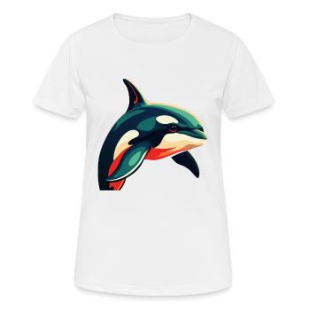 Orca Zeichentrickfigur Buntes Haustier Tier - Frauen T-Shirt atmungsaktiv - Weiß - Vorne - AI Model Female 172 dark (172cm)