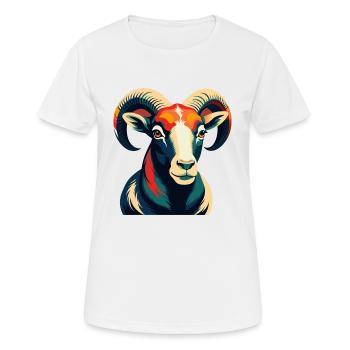 Bélier Dessin animé Personnage Animal de compagnie coloré - T-shirt respirant Femme - blanc - Devant - AI Model Female 172 dark (172cm)