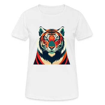 Tiger Cartoon Character Colorful Pet Animal - Women's Breathable T-Shirt - white - Front - AI Model Female 172 dark (172cm)