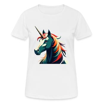 Licorne Dessin animé Personnage Animal de compagnie coloré - T-shirt respirant Femme - blanc - Devant - AI Model Female 172 dark (172cm)