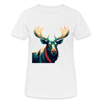 Elch Zeichentrickfigur Buntes Haustier Tier - Frauen T-Shirt atmungsaktiv - Weiß - Vorne - AI Model Female 172 dark (172cm)