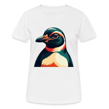 Pinguin Zeichentrickfigur Buntes Haustier Tier - Frauen T-Shirt atmungsaktiv - Weiß - Vorne - AI Model Female 172 dark (172cm)