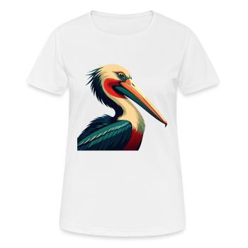 Pélican Personnage De Dessin Animé Animal De Compagnie Coloré - T-shirt respirant Femme - blanc - Devant - AI Model Female 172 dark (172cm)
