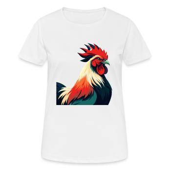 Hahn Cartoon Figur Buntes Haustier Tier - Frauen T-Shirt atmungsaktiv - Weiß - Vorne - AI Model Female 172 dark (172cm)