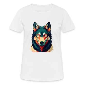 Wolf Cartoon Character Colorful Pet Animal - Women's Breathable T-Shirt - white - Front - AI Model Female 172 dark (172cm)