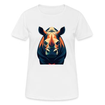 Nashorn Zeichentrickfigur Buntes Haustier Tier - Frauen T-Shirt atmungsaktiv - Weiß - Vorne - AI Model Female 172 dark (172cm)