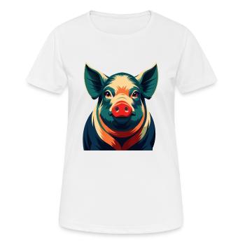 Schwein Cartoon Figur Buntes Haustier Tier - Frauen T-Shirt atmungsaktiv - Weiß - Vorne - AI Model Female 172 dark (172cm)