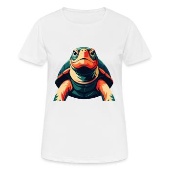 Turtle Cartoon Character Colorful Pet Animal - Women's Breathable T-Shirt - white - Front - AI Model Female 172 dark (172cm)