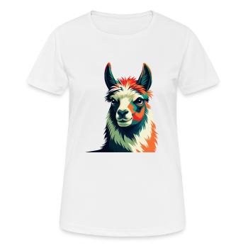 Lama Zeichentrickfigur Buntes Haustier Tier - Frauen T-Shirt atmungsaktiv - Weiß - Vorne - AI Model Female 172 dark (172cm)