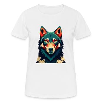 Wolf Cartoon Character Colorful Pet Animal - Women's Breathable T-Shirt - white - Front - AI Model Female 172 dark (172cm)