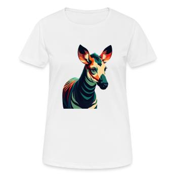 Okapi Zeichentrickfigur Buntes Haustier Tier - Frauen T-Shirt atmungsaktiv - Weiß - Vorne - AI Model Female 172 dark (172cm)