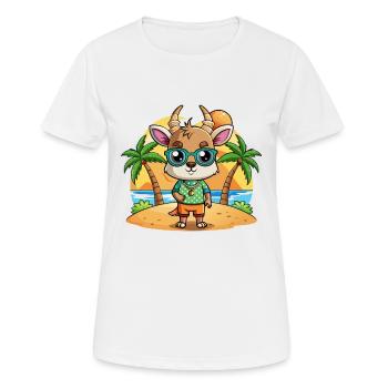 Antilope Lustige Cartoon Sommer Strand Sonnenbrille - Frauen T-Shirt atmungsaktiv - Weiß - Vorne - AI Model Female 172 dark (172cm)
