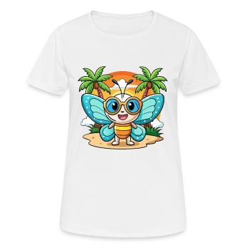 Schmetterling Lustige Cartoon Sommer Strand Sonnenbrille - Frauen T-Shirt atmungsaktiv - Weiß - Vorne - AI Model Female 172 dark (172cm)