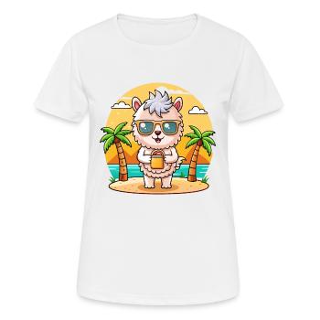 Alpaka Lustige Cartoon Sommer Strand Sonnenbrille - Frauen T-Shirt atmungsaktiv - Weiß - Vorne - AI Model Female 172 dark (172cm)