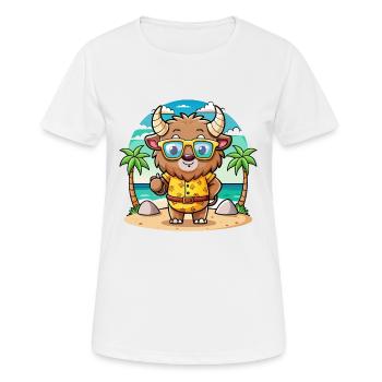 Bison Lustige Cartoon Sommer Strand Sonnenbrille - Frauen T-Shirt atmungsaktiv - Weiß - Vorne - AI Model Female 172 dark (172cm)