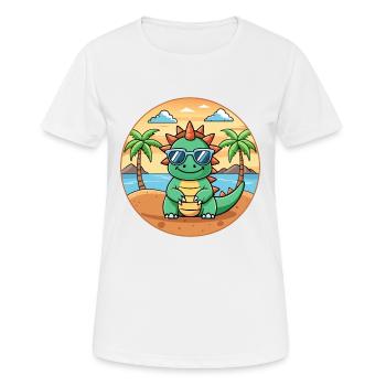 Dragon Funny Cartoon Summer Beach Sunglasses - Women's Breathable T-Shirt - white - Front - AI Model Female 172 dark (172cm)