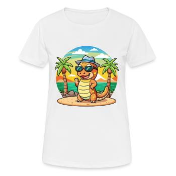 Anaconda Funny Cartoon Summer Beach Sunglasses - Women's Breathable T-Shirt - white - Front - AI Model Female 172 dark (172cm)