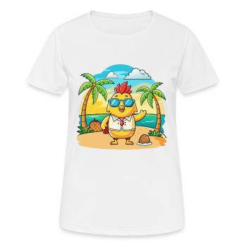 Huhn Lustige Cartoon Sommer Strand Sonnenbrille - Frauen T-Shirt atmungsaktiv - Weiß - Vorne - AI Model Female 172 dark (172cm)
