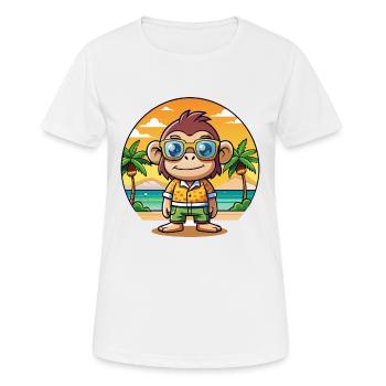 Chimpanzé Lunettes de soleil de plage d’été de dessin animé drôle - T-shirt respirant Femme - blanc - Devant - AI Model Female 172 dark (172cm)