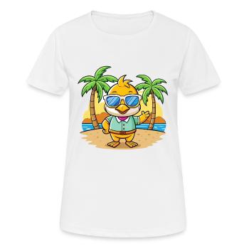 Duck Funny Cartoon Summer Beach Sunglasses - Women's Breathable T-Shirt - white - Front - AI Model Female 172 dark (172cm)