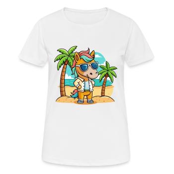 Pferd Lustige Cartoon Sommer Strand Sonnenbrille - Frauen T-Shirt atmungsaktiv - Weiß - Vorne - AI Model Female 172 dark (172cm)