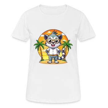 Lemur Funny Cartoon Summer Beach Sunglasses - Women's Breathable T-Shirt - white - Front - AI Model Female 172 dark (172cm)