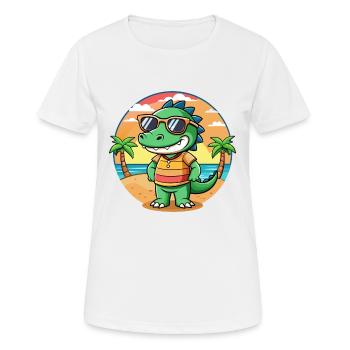 Krokodil Lustige Cartoon Sommer Strand Sonnenbrille - Frauen T-Shirt atmungsaktiv - Weiß - Vorne - AI Model Female 172 dark (172cm)